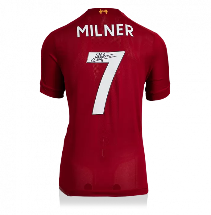 icons James Milner Back Signed Liverpool 2019-20 Home Shirt With Fan Style Numbers