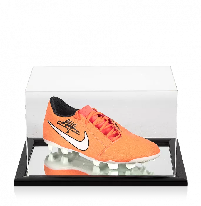icons James Milner Signed Orange Nike Phantom Venom Boot In Acrylic Case