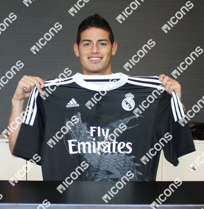 Icons James Rodriguez Front Signed And Framed Real Madrid 2014-15 Third Shirt