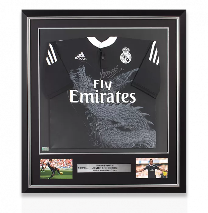 Icons James Rodriguez Front Signed And Framed Real Madrid 2014-15 Third Shirt