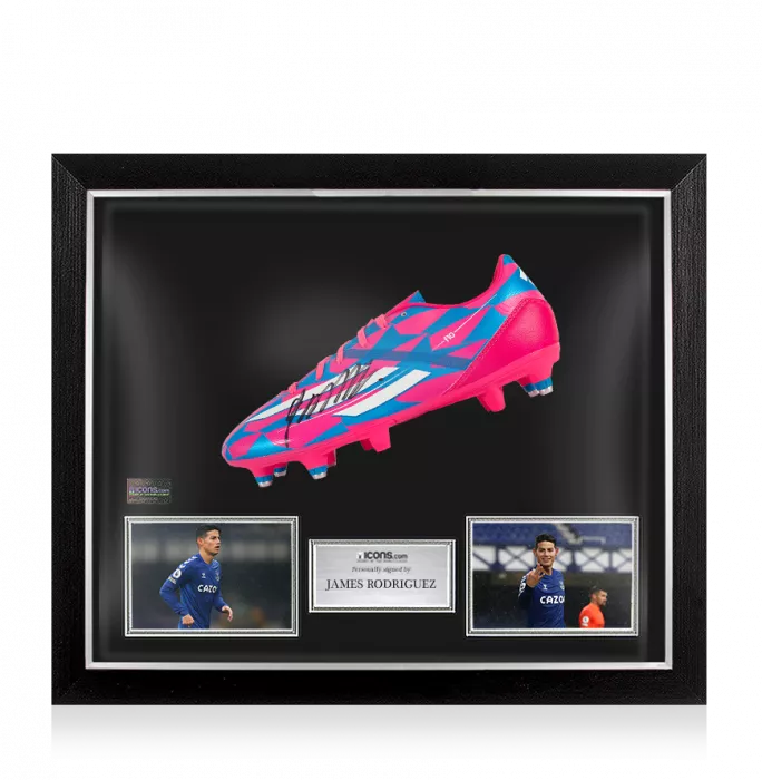 icons James Rodriguez Signed Adidas F10 adizero Boot In Bubble Frame: Everton