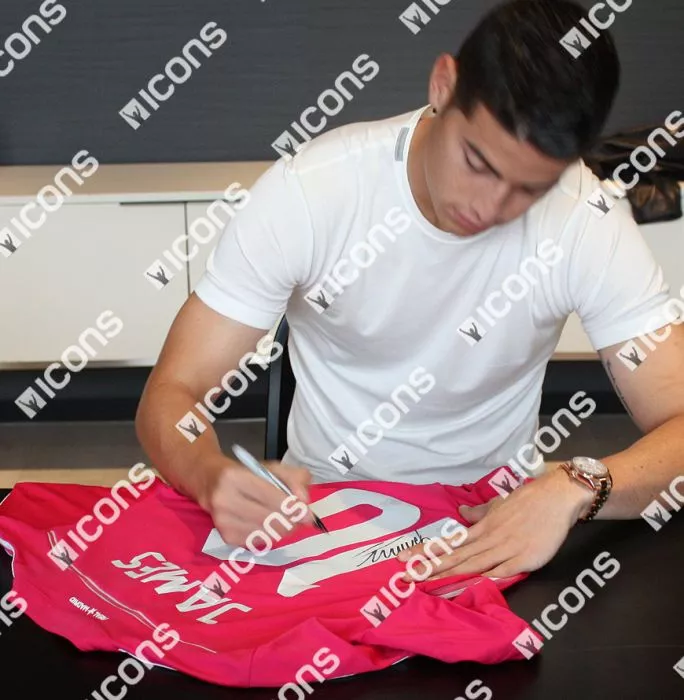 Icons James Rodriguez Signed And Framed Real Madrid 2014-15 Away Shirt