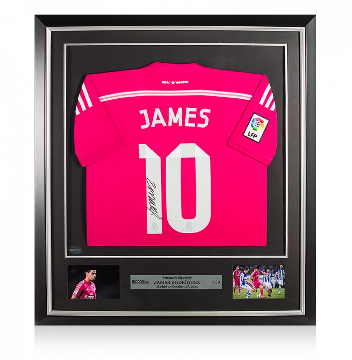 Icons James Rodriguez Signed And Framed Real Madrid 2014-15 Away Shirt