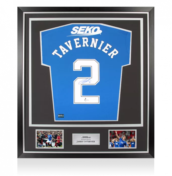 icons James Tavernier Back Signed Rangers FC 2022-23 Home Shirt In Classic Frame