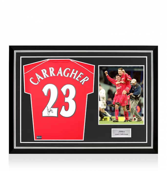 icons Jamie Carragher Back Signed Liverpool 2000 Home Shirt In Hero Frame: Option 1