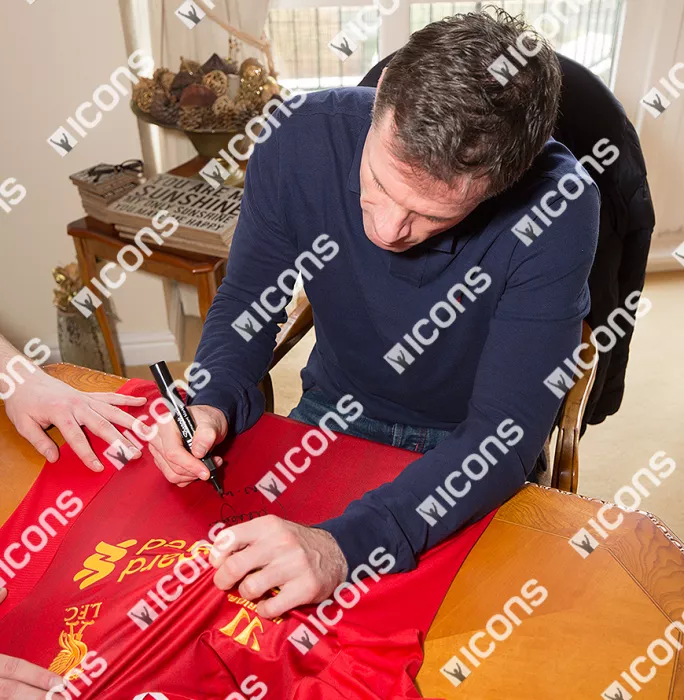 Icons Jamie Carragher Front Signed Liverpool 2013-14 Home Shirt: YNWA Edition