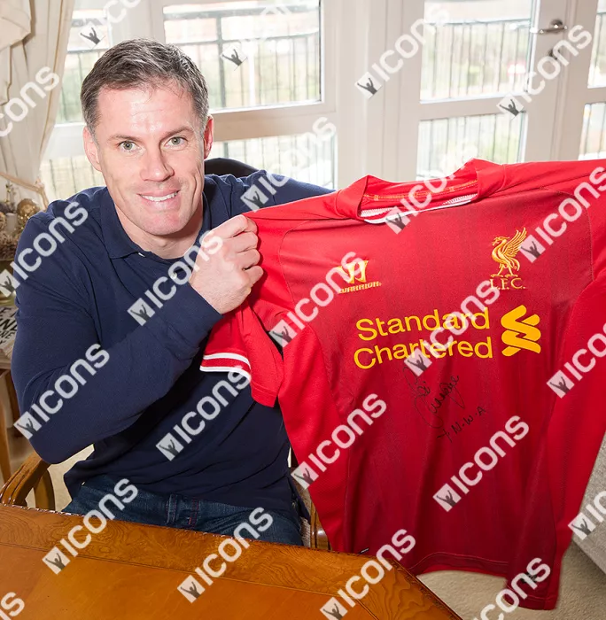 Icons Jamie Carragher Front Signed Liverpool 2013-14 Home Shirt: YNWA Edition