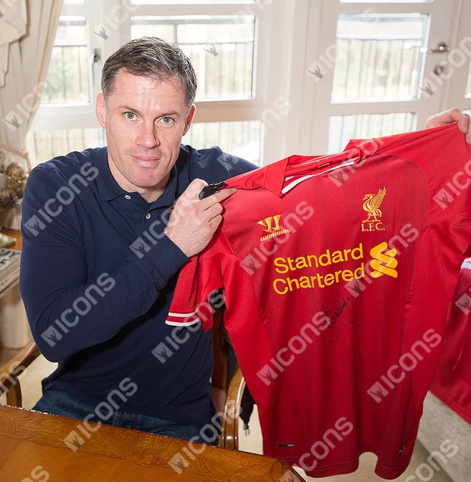Icons Jamie Carragher Front Signed Liverpool 2013-14 Home Shirt