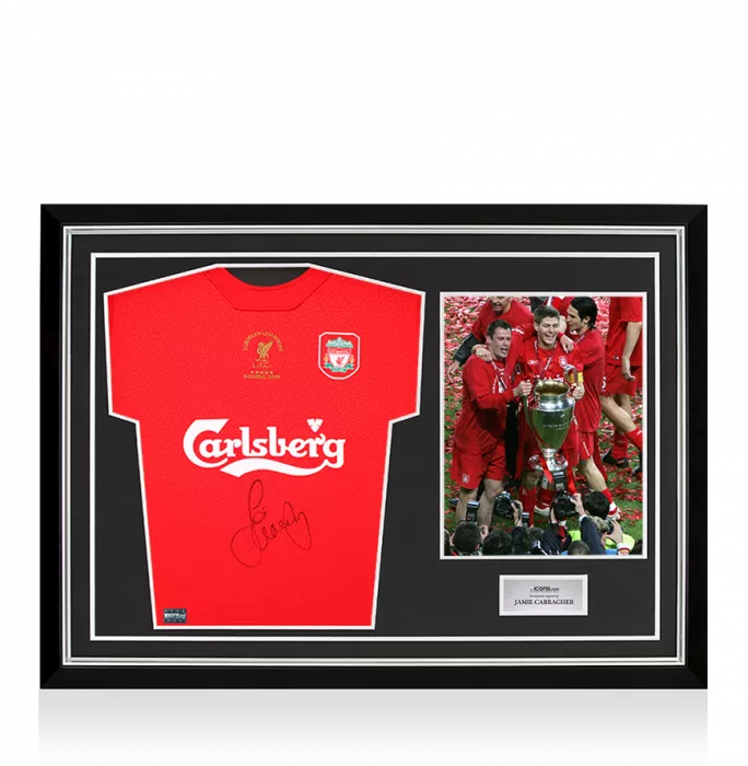 icons Jamie Carragher Front Signed Liverpool FC 2005 Home Shirt In Hero Frame: Option 1