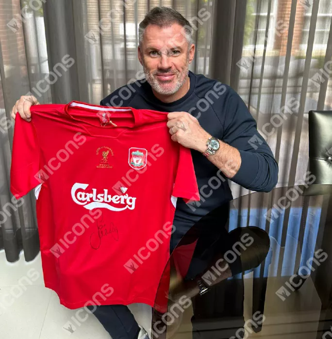 Icons Jamie Carragher Front Signed Liverpool FC 2005 Home Shirt In Classic Frame