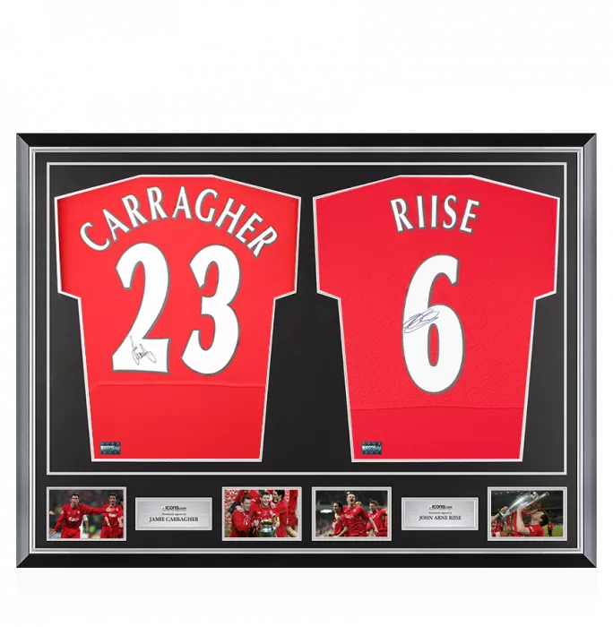 icons Jamie Carragher & John Arne Riise Signed Liverpool Shirts In Classic Dual Frame