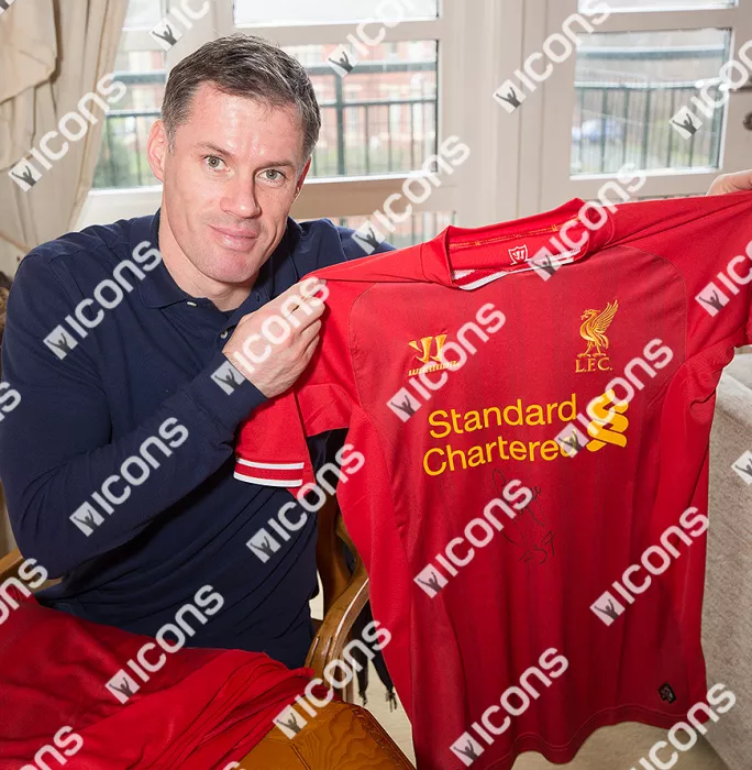 Icons Jamie Carragher Signed Liverpool 2013-14 Home Shirt In Classic Frame: "737" Edition