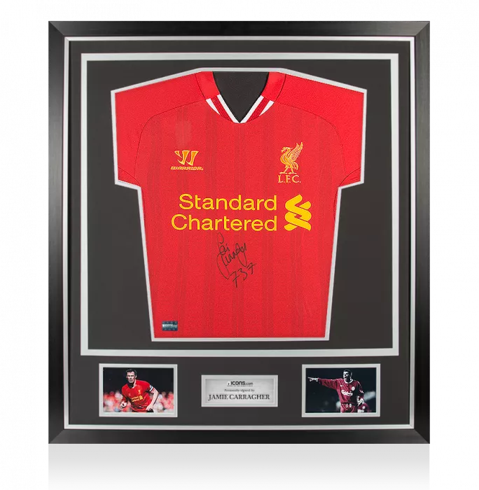 icons Jamie Carragher Signed Liverpool 2013-14 Home Shirt In Classic Frame: "737" Edition