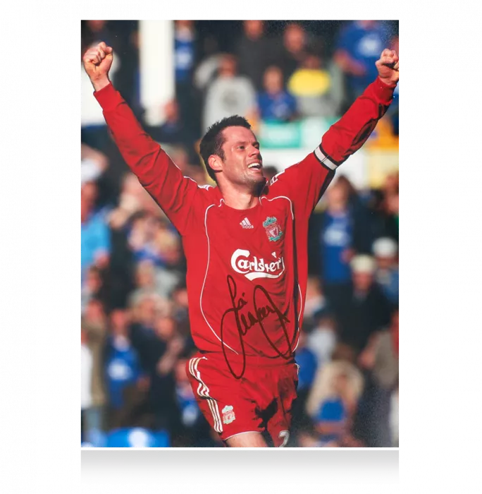 Icons Jamie Carragher Signed Liverpool Photo: Derby Days Against Everton