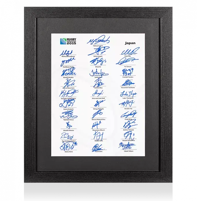 icons Japan Rugby World Cup 2015 Squad Signed Card In Black Wooden Frame: Signed By 31