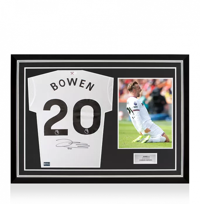icons Jarrod Bowen Back Signed West Ham United 2023-24 Away Shirt In Hero Frame: Option 1