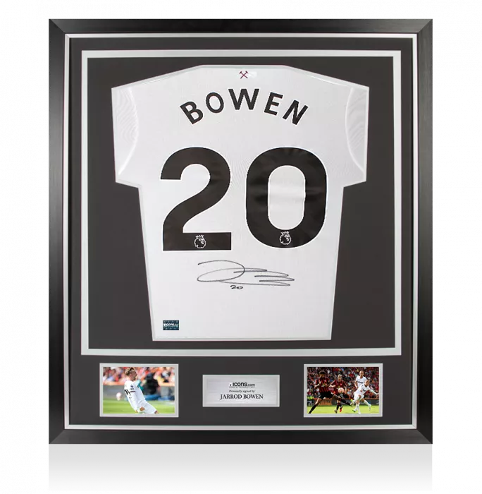 icons Jarrod Bowen Back Signed West Ham United 2023-24 Away Shirt In Classic Frame
