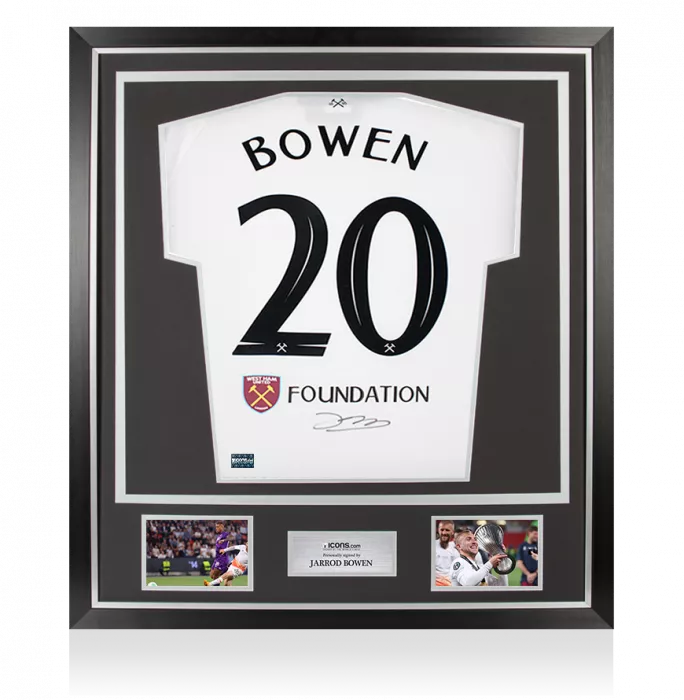 icons Jarrod Bowen Back Signed West Ham United Conference League Winners Shirt In Classic Frame