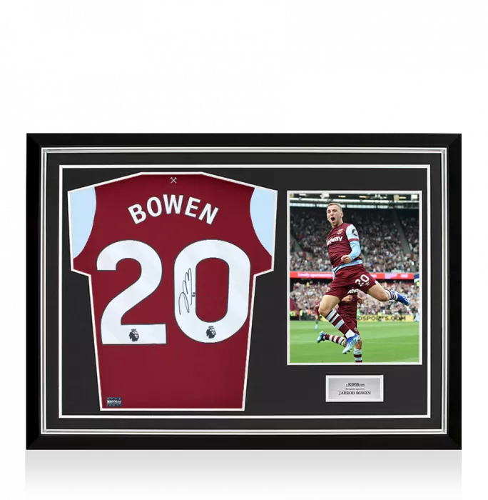 icons Jarrod Bowen Signed West Ham United 2023-24 Home Shirt In Hero Frame: Option 1
