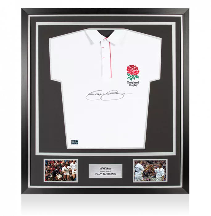icons Jason Robinson Front Signed England Home Shirt In Classic Frame