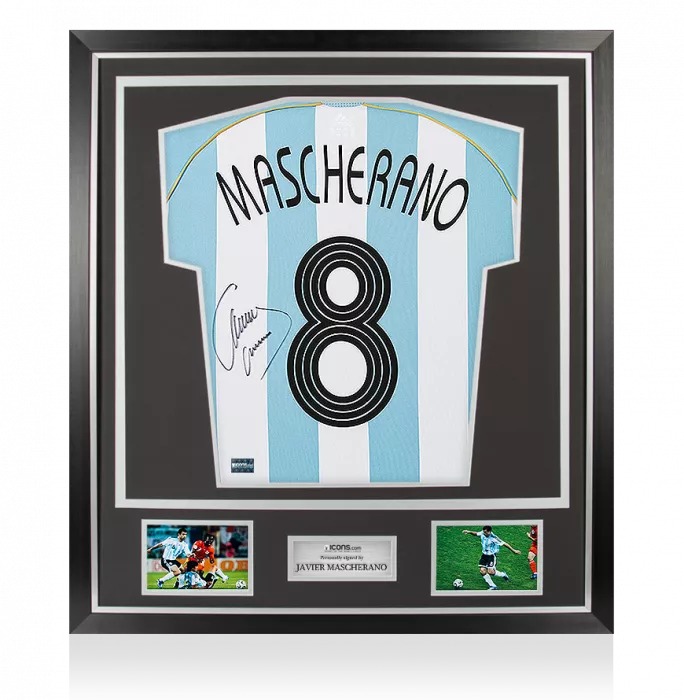 icons Javier Mascherano Back Signed Argentina 2005-07 Home Shirt In Classic Frame