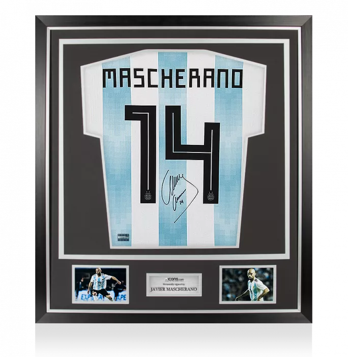 icons Javier Mascherano Back Signed Argentina 2018 Home Shirt In Classic Frame