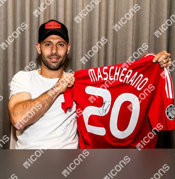 Icons Javier Mascherano Back Signed Liverpool 2008-10 Home Shirt