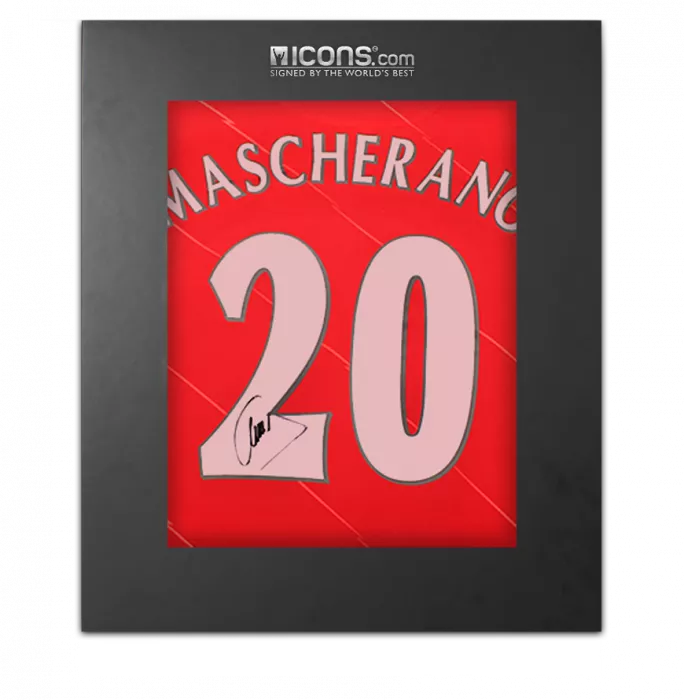 icons Javier Mascherano Back Signed Liverpool 2021-22 Home Shirt with Fan Style Numbers In Deluxe Packaging