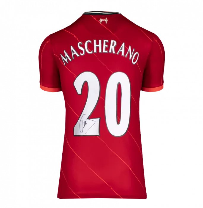 Icons Javier Mascherano Back Signed Liverpool FC 2021-22 Home Shirt With Fan Style Numbers In Deluxe Packaging