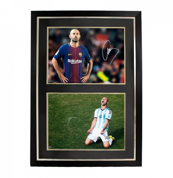 icons Javier Mascherano FC Barcelona & Javier Mascherano Argentina Signed Photos In Dual Photo Frame