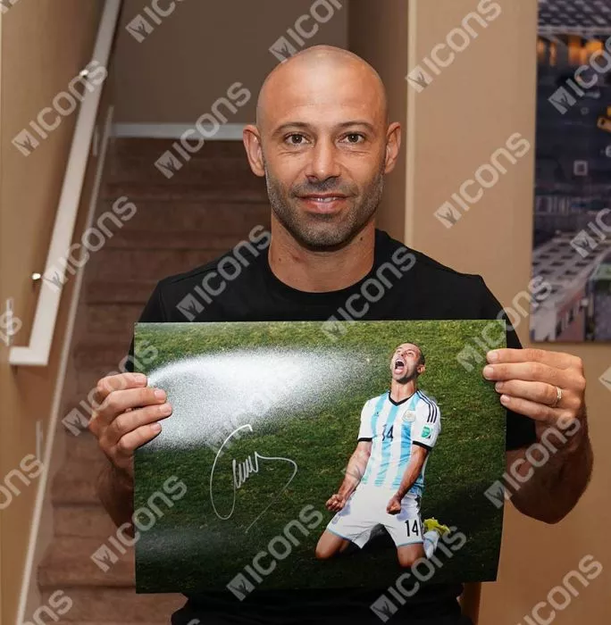 Icons Javier Mascherano Official 2014 FIFA World Cup™ Signed And Framed Argentina Photo: Victory Vs Belgium