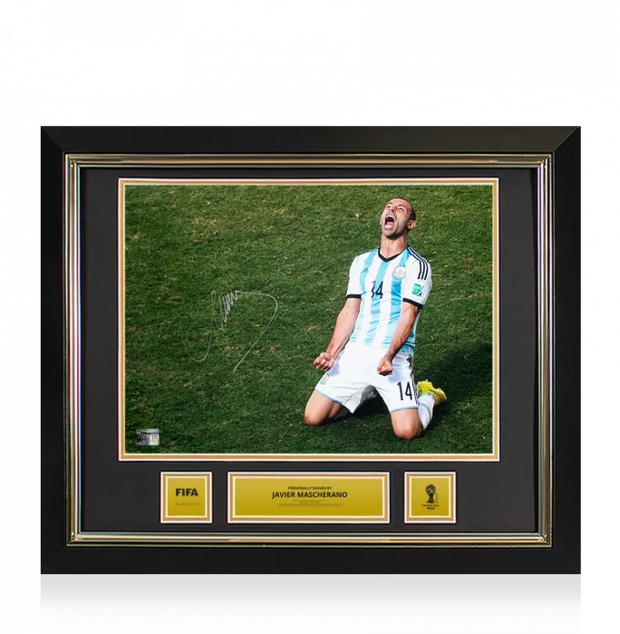 icons Javier Mascherano Official 2014 FIFA World Cup™ Signed and Framed Argentina Photo: Victory vs Belgium