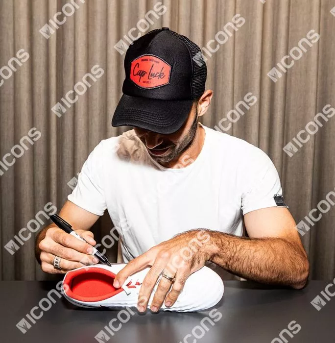 Icons Javier Mascherano Official UEFA Europa League Signed White And Red Nike Magista Boot In Acrylic Case