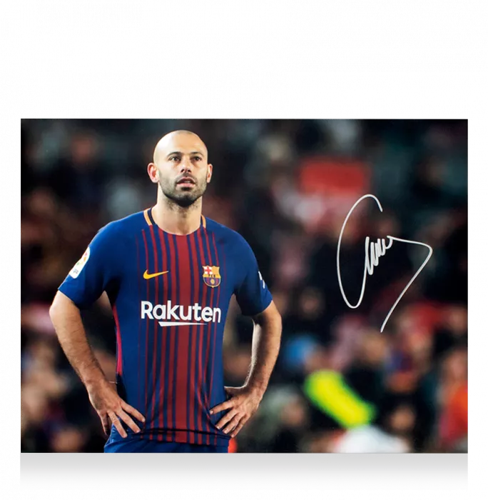 Icons Javier Mascherano Signed FC Barcelona Photo In Black Wooden Frame: Blaugrana Icon