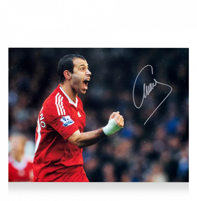 Icons Javier Mascherano Signed Liverpool FC Photo In Black Wooden Frame: Premier League Icon