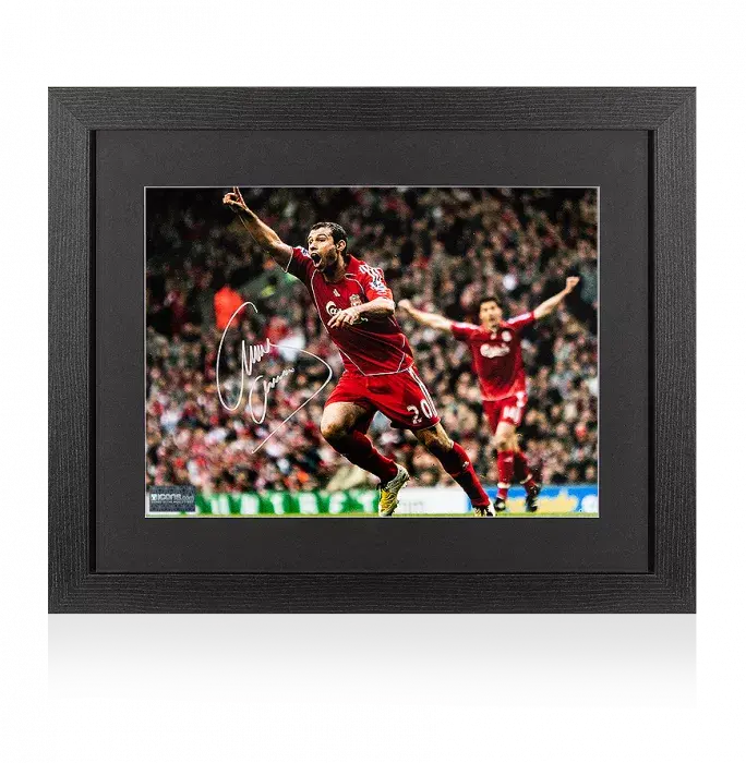 icons Javier Mascherano Signed Liverpool Photo In Black Wooden Frame: Anfield Goal