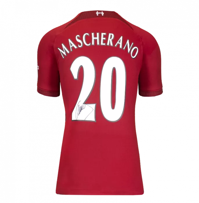 Icons Javier Mascherano Signed Modern Liverpool FC Home Shirt With Fan Style Numbers In Classic Frame