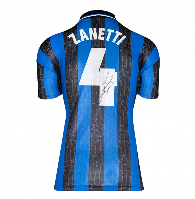 Icons Javier Zanetti Back Signed Internazionale 1997-98 Home Shirt In Hero Frame: Option 1
