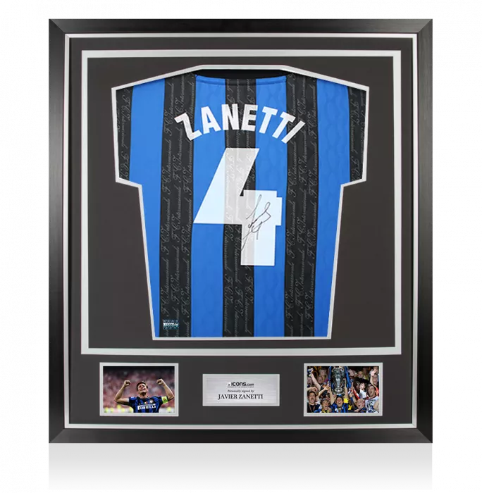 icons Javier Zanetti Back Signed Internazionale 1997-98 Home Shirt In Classic Frame