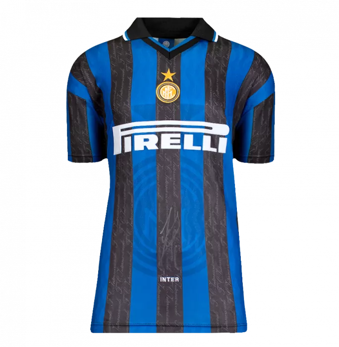 Icons Javier Zanetti Front Signed Internazionale 1997-98 Home Shirt In Classic Frame