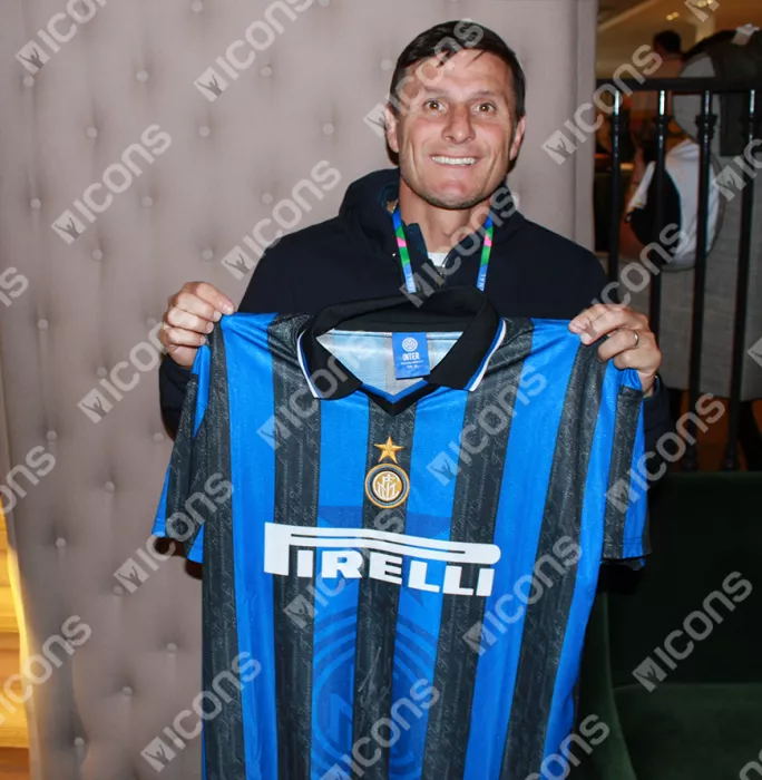 Icons Javier Zanetti Front Signed Internazionale 1997-98 Home Shirt In Classic Frame