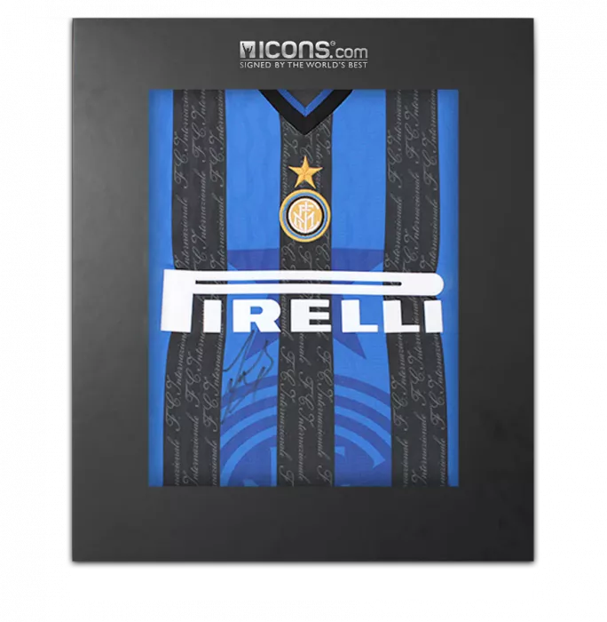 icons Javier Zanetti Front Signed Internazionale 1998 Home Shirt In Deluxe Packaging