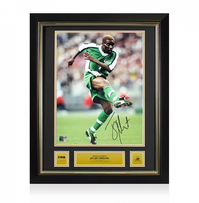 icons Jay-Jay Okocha Official 1998 FIFA World Cup™ Signed and Framed Nigeria Photo