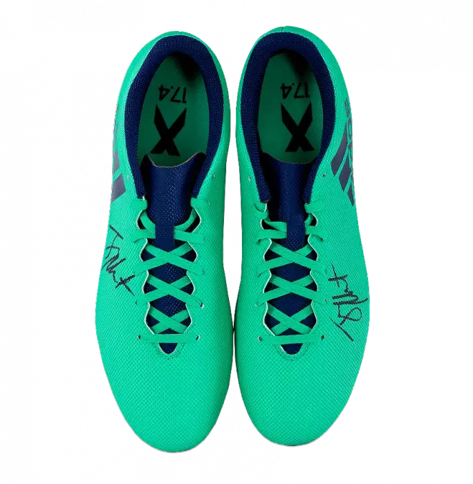 Icons Jay-Jay Okocha Signed Aqua Adidas X 17.4 Boot