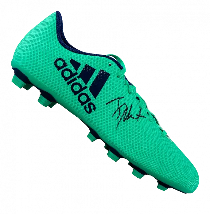 icons Jay-Jay Okocha Signed Aqua Adidas X 17.4 Boot