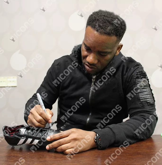 Icons Jay-Jay Okocha Signed Black Retro Adidas Boot In Bubble Frame: Option 1