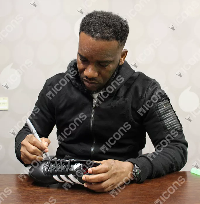 Icons Jay-Jay Okocha Signed Black Retro Adidas Boot In Bubble Frame: Option 1