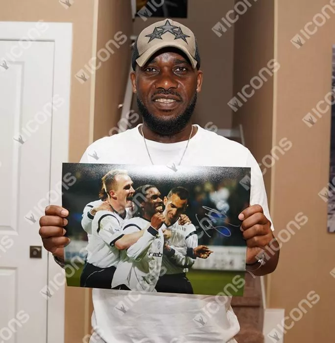 Icons Jay-Jay Okocha Signed Bolton Wanderers Photo In Black Wooden Frame