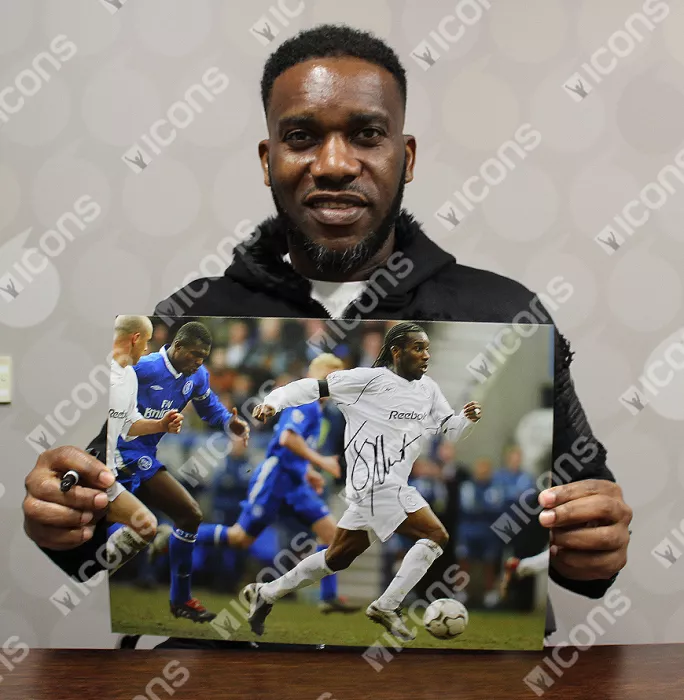Icons Jay-Jay Okocha Signed Bolton Wanderers Photo In Black Wooden Frame: Wanderers' Captain