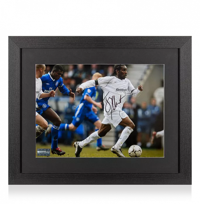 icons Jay-Jay Okocha Signed Bolton Wanderers Photo In Black Wooden Frame: Wanderers' Captain